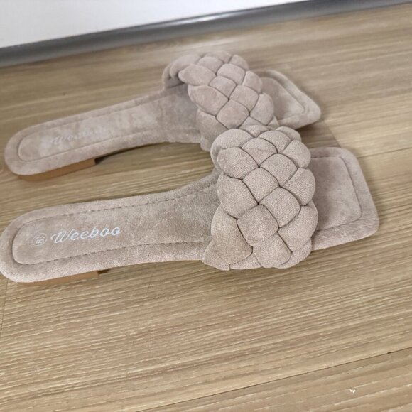🤎 Weeboo Braided Slide Sandals – Taupe – Size 9 - Picture 4 of 5